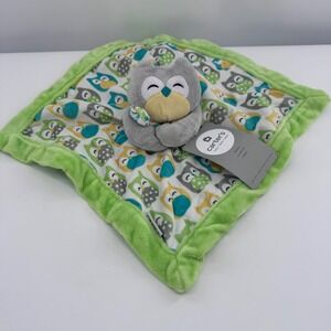 Carter's Owl Security Blanket Kids Green Grey Blue Plush Lovey Plush Toy New